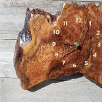 Wood Wall Clock Redwood Clock Handmade Wall Hanging Rustic Wedding Gift Burl Live Edge #343 Anniversary Small
