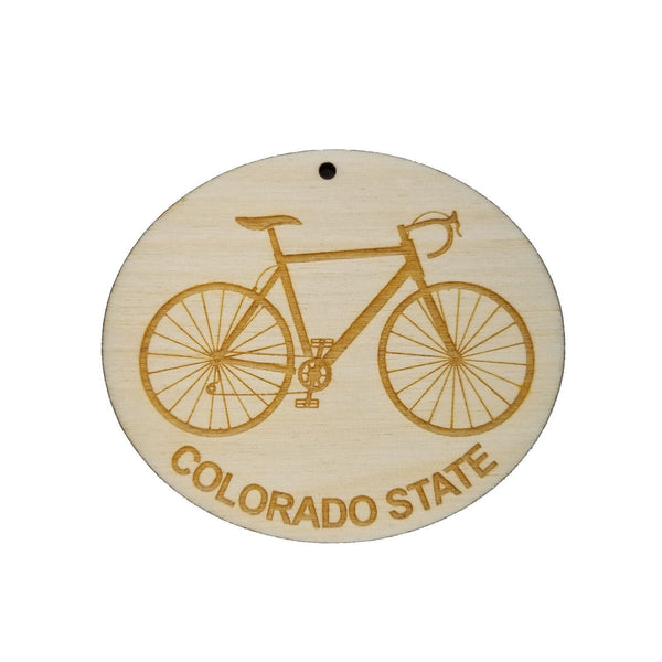 Colorado State University Wood Ornament - CO Mens Bike or Bicycle - Handmade Wood Ornament Made in USA Christmas Decor CSU