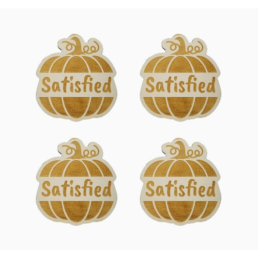 Thanksgiving Place Card Set of 4 - Thanksgiving Place Setting - Thanksgiving Table Decor - Satisified Pumpkin Place Holder