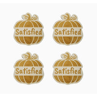 Thanksgiving Place Card Set of 4 - Thanksgiving Place Setting - Thanksgiving Table Decor - Satisified Pumpkin Place Holder