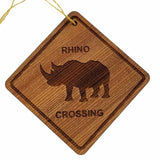Rhino Crossing Ornament - Rhinoceros Ornament - Wood Ornament Handmade in USA