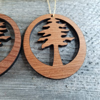 Sequoia National Park Redwood Ornament Redwood Tree - Oval California Redwood - Laser Cut Handmade Wood Ornament - Made in USA