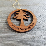 Sequoia National Park Redwood Ornament Redwood Tree - Oval California Redwood - Laser Cut Handmade Wood Ornament - Made in USA