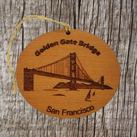 San Francisco California Christmas Ornament - Golden Gate Bridge with Sailboats