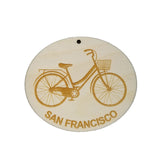 San Francisco Wood Ornament - CA Womens Bike or Bicycle - Handmade Wood Ornament Made in USA Christmas Decor CSU