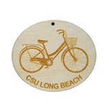 CSU Long Beach Ornament - Womens Bike or Bicycle - Handmade Wood Ornament Made in USA Christmas Decor