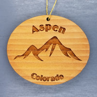 Aspen Colorado Ornament Handmade Wood Ornament CO Souvenir Mountains Resort Ski Skiing Skier Snowmobiling