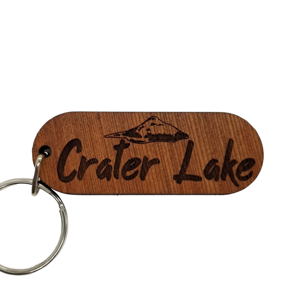 Crater Lake Keychain Spellout Souvenir Travel Gift - Wood Gift Key Chain - Key Tag - Key Ring - Key Fob National Park Oregon