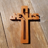 Wood Wall Cross - Jesus Cross - Wooden Cross - Redwood Cross 7.5"
