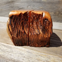 Salt and Pepper Shakers Set Rustic Redwood Handmade #171 Wood Cabin Lodge Style Home Decor Man Cave 2 Tone
