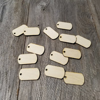 Rectangle Dog Tags - 2 Inch Wood Cutout - Unfinished Wood - Lot of 12 - Wood Blank - Craft Projects
