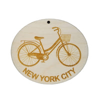 New York City Ornament - Womens Bike or Bicycle - Handmade Wood Ornament Made in USA Christmas Decor