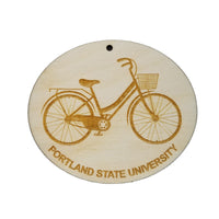 Portland State University Ornament - Womens Bike or Bicycle - Handmade Wood Ornament Made in USA Christmas Decor