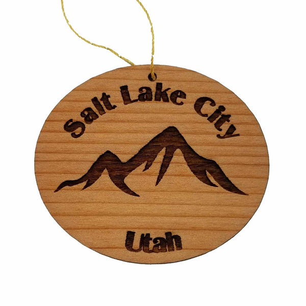 Salt Lake City UT Ornament Mountains Handmade Wood Ornament Utah Souvenir