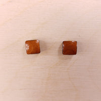 Redwood Earrings - Square Wood Earrings - California Redwood Stud Earrings