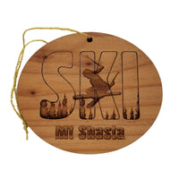 Mt Shasta California Ski Ornament - Handmade Wood Ornament - CA Souvenir - Ski Skiing Skier Trees Christmas Travel Gift