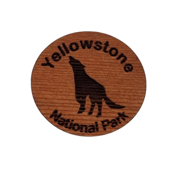 Yellowstone National Park Hat Pin Howling Wolf Design Handmade Wood Made in USA Souvenir Laser Cut Travel Gift Lapel Pin