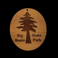 Big Basin State Park Christmas Ornament Redwood Tree Oval Laser Cut Handmade Wood Ornament Engraved Tree
