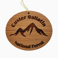 Custer Gallatin National Forest Ornament Handmade Wood Ornament MT Souvenir MT Mountains Resort Ski Skiing Skier