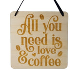 Coffee Love Sign - Coffee Bar Decor Rustic Hanging Wall Sign - Coffee Plaque Gift Sign 5.5"