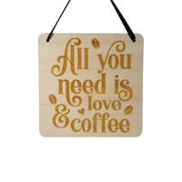 Coffee Love Sign - Coffee Bar Decor Rustic Hanging Wall Sign - Coffee Plaque Gift Sign 5.5"