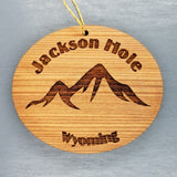 Jackson Hole Ornament Handmade Wood Ornament Wyoming Souvenir Mountains Ski Resort