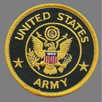 United States Army Patch Iron On US Military Patch Black Circle Yellow Border 3" Yellow Eagle Country Pride