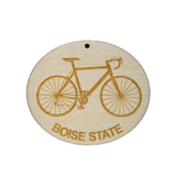 Boise State University Wood Ornament - Mens Bike or Bicycle - Handmade Wood Ornament Made in USA Christmas Decor BSU