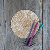 Color Your Own Wood Art - DIY - Wood Trivet - Coloring Project - Craft Supply - Adult Craft Project - Kids Crafts - Floral Relaxation Gift