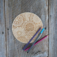 Color Your Own Wood Art - DIY - Wood Trivet - Coloring Project - Craft Supply - Adult Craft Project - Kids Crafts - Floral Relaxation Gift