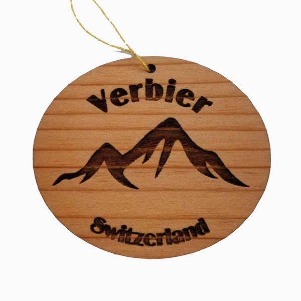 Verbier Switzerland Ornament Handmade Wood Ornament Alps Souvenir Mountains Ski Resort Switzerland