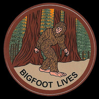 Bigfoot Decal – Bigfoot Sticker – Sasquatch Souvenir – Bigfoot Lives Travel Sticker 3" Circle Travel Gift Redwood Forest Grove Bigfoot Lover
